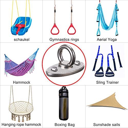 BeneLabel Wall Ceiling Mount Bracket for Suspension Strap Trainer, 2800lb Capacity, Body Weight Strength Training Systems, Aerial Yoga Swing, Resistance Band,Hammock,Battle Rope, Boxing Equipment - color: 1 closed