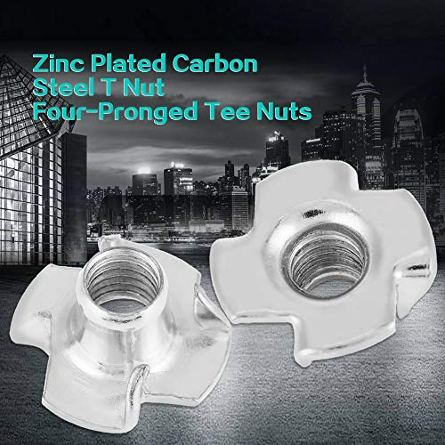 T Nuts zinc Plated Steel, 100PCS Rock Climbing Holds T Nuts Four Pronged Tee Nuts for Furniture Cabinets and Rock Climbing Holds (M6) - size: M6