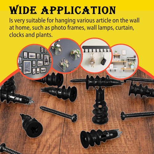 100PCS Zinc Self-Drilling Drywall Anchors, 50 Heavy Duty Hollow Metal Wall Anchors and 50#8 x 1-1/4'' Screws, Sheetrock Anchors and Screws Kit (Black)