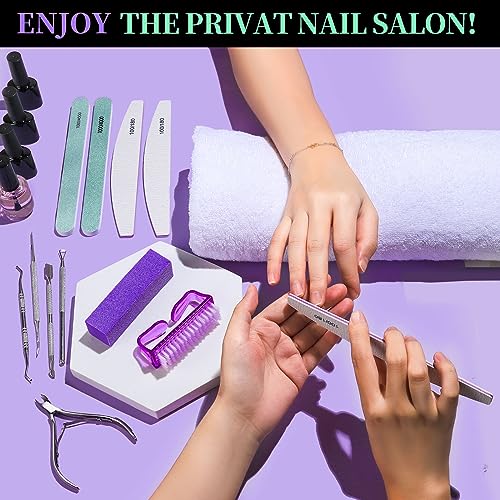 FANDAMEI Manicure and Pedicure Tools Kit, Manicure Kit, Nail Files 100/180, Nail Buffer Block, Nail Cuticle Nippers, Cuticle Pusher, Cuticle Peeler, Ingrown Toenail Tool, Toenail File, Purple - color: D-purple