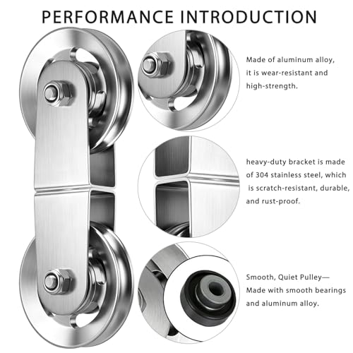 Swivel Dual Pulleys 360°Rotation Roller Reinforced double pulley Wheel for Home DIY Gym Pulley System Cable Machines fly machines Silent Bearing Swivel Groove Wheel Pull Down Attachment Weight Lifting