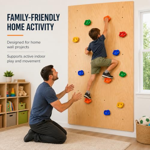 Rock Climbing Holds, Colorful Textured Wall Rocks with Hardware | Textured climbing rocks with bolts and washers for compatible wood playsets, indoor walls, backyard walls, and route setups