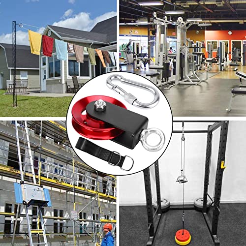 Heavy Duty Lightweight Aluminum Cable Pulleys with Hanging Strap Kit,Snatch Block Pulley Wheel for Home Gyms LAT Pulley System DIY Attachment Home Accessories(Red 2 Pack) - color: Red