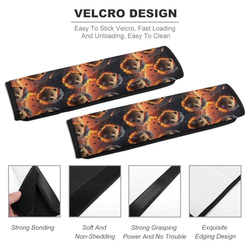 Universal Soft and Comfortable Fire Bear Wild Animal Seat Belt Cover for Kids, Most Cars, 2 Piece Seat Belt Covers Cushion Shock Absorption - color: Pattern 779