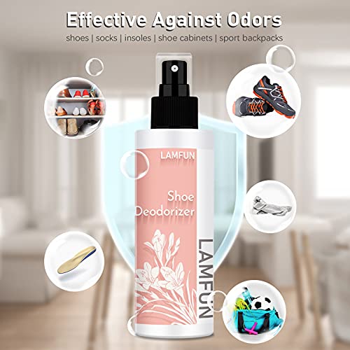 Shoe Odor Eliminator, LamFun Foot Shoe Deodorizer Spray, Natural Deodorant for Shoes, Feet, Sneakers, Work Boots, Air Freshener Spray, Freesia and Peppermint