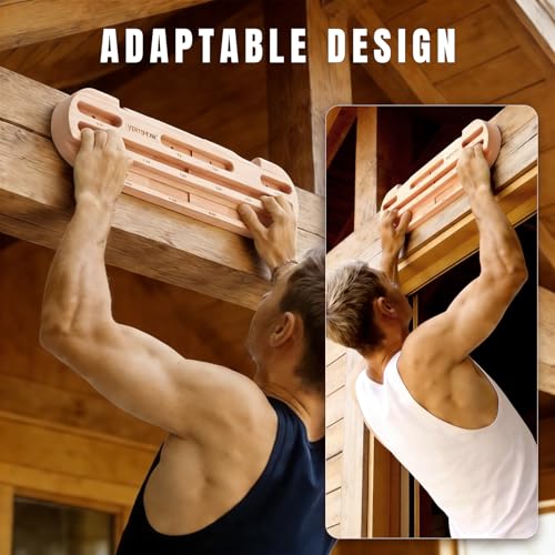 Wooden Climbing Hangboard, Training Hang Board, Rock Climbing Fingerboard with Incremental Depth Pockets for Finger & Forearm Strength, Grip Training and Pull-ups for Climbers Gift