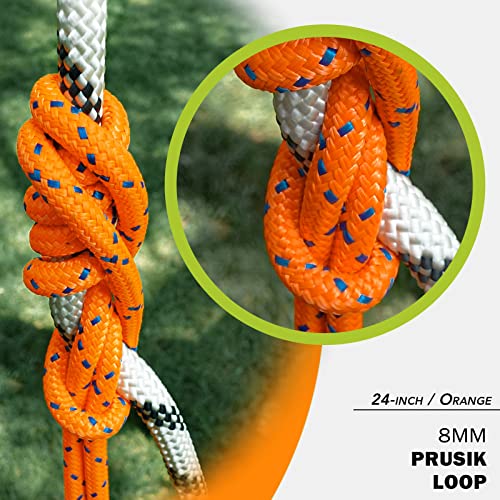 GM CLIMBING 8mm (5/16") Prusik Loop Pre-Sewn 18 inches / 24 inches - color: Orange-24 Inch