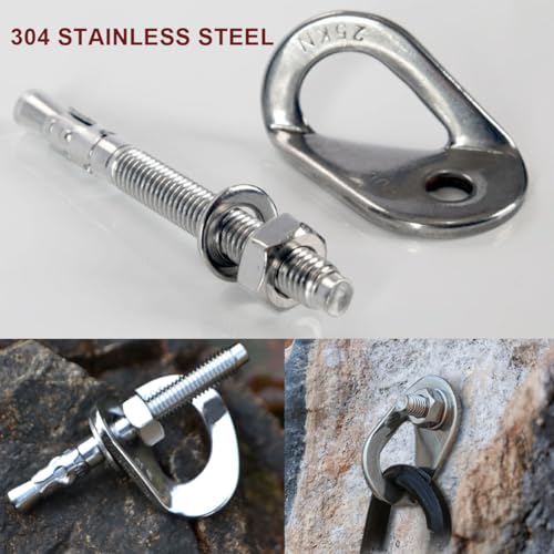 2 Set 304 Stainless Steel Climbing Anchor Bolt, 30KN Rock Climbing Bolt Hanger, Climb Fastening Bolt Safe Fixed Point, Rock Climbing Holds - color: 2 sets
