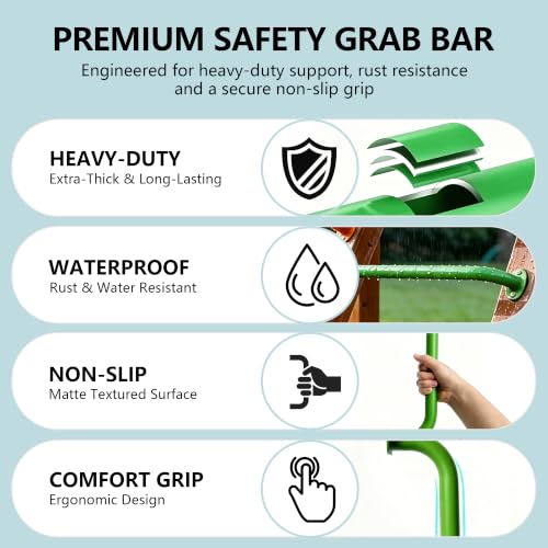 Monkey Bars Indoor Playground Handles 17inch, Heavy Duty Ceiling Grab Bars for Climbing Frames, Wall Ladders, Treehouses and Swing Set Accessories (6-Pack) - color: Green