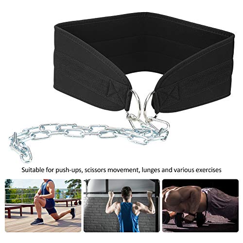 Pull Up Weighted Dip Belt High Quality Durable Steel Chain Fitness Equipment for Gym Workouts Polyester Material 36.2in Length