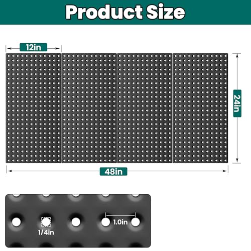 EVERHANGER Metal Pegboard Panels 24" x 12", Heavy Duty Steel Peg Boards for Garage, Pegboard Wall Organizer for Tool Storage and Organization, Black, 4 Pack - size: 4 Pack 24" x 12"