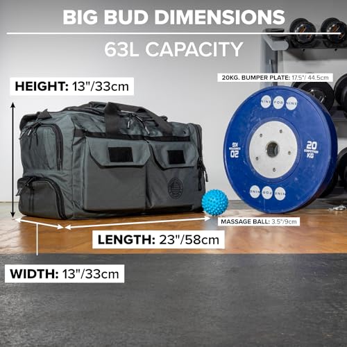 Serious Steel Fitness Gym Bag, 1000D Nylon Duffel Bag, Heavy Duty (Grey - Big Bud 2.0) - color: Grey, style: Duffel Bag (Big Bud)
