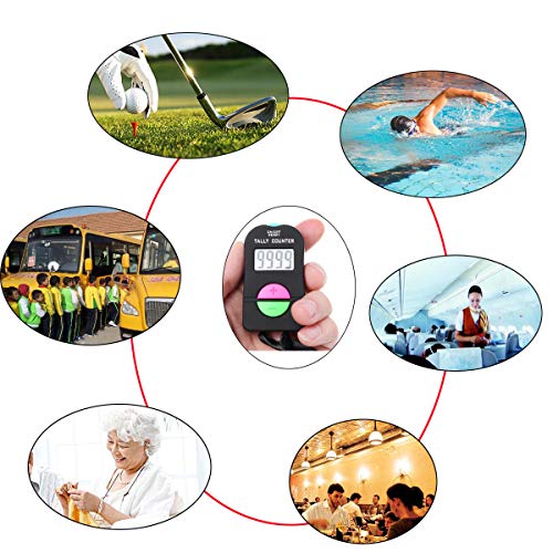 Electronic Tally Counter, Handheld Number Clicker with Lanyard, 4-Digital | Disc Golf/Baseball Pitch/Bus Driver/Fish/Crochet Row Count
