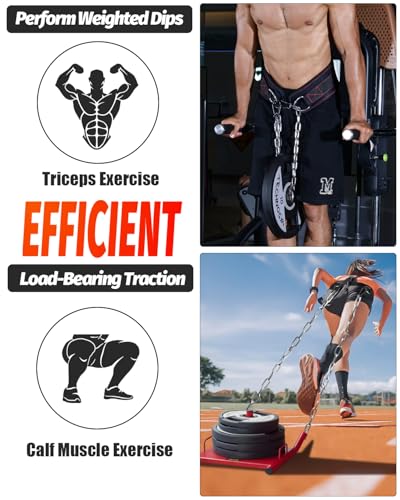 Dip belt With 37-40" Chain, 550lbs - 650lbs Weight Capacity, Weightlifting Belt for Dips and Pullups