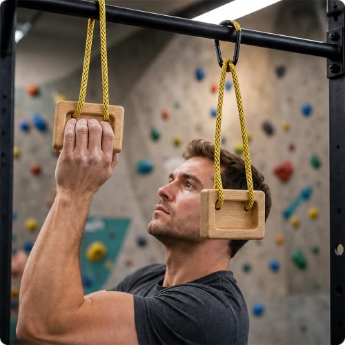 Portable Hangboard, Pinch Block, Set of 2, Wooden Climbing Training Holds for Finger, Grip and Upper Body Strength