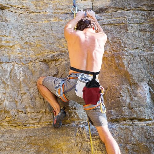 Rock Climbing Chalk Bag with Zipper Storage Pocket Oxford Cloth Bouldering Chalk Sack for Climbing Gear Accessories Drawstring Closure Waist Pouch and Gym Use