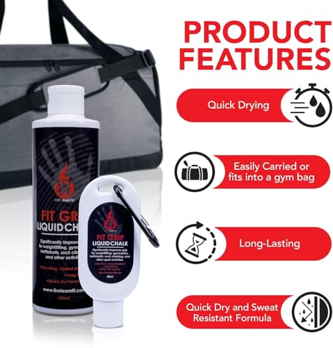 Liquid Chalk for Weight Lifting, Rock Climbing, Cross Training, & Powerlifting, Gym Approved Workout Chalk for Hands & Calluses - size: 250+50ml