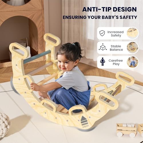 BlueWood 2025 8-in-1 Pikler Triangle Climbing Set Toddler Toys Indoor Baby Jungle Gym Climber Playground for Kids - Mauve Pink - color: Mauve Pink