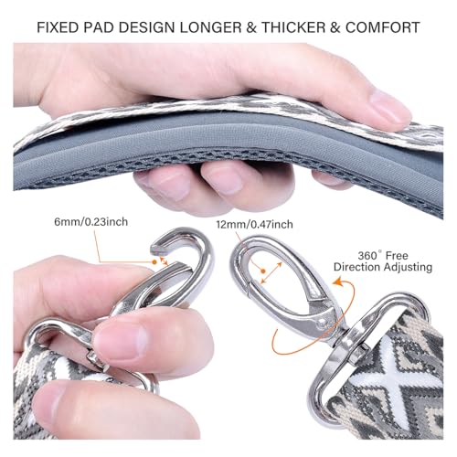 59 Inch Shoulder Straps, Soft with Ultra-Thick Fixed Shoulder Pad, Two Way Independently Adjustable Buckle Replacement Straps for Laptop Bag Messenger Bag Tool Bag Luggage,Dark Black Grey - color: Dark Black Grey, size: 59 inch