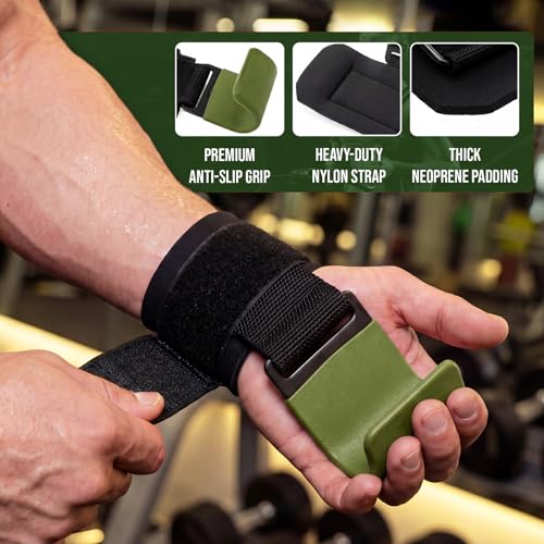 Weight Lifting Hooks & Wrist Straps Set Adjustable Wrist Wraps 2 in 1 Lifting Hooks with Anti-Slip Grip for Weightlifting, Deadlifts, Powerlifting, Gym Straps for Men and Women - color: Green