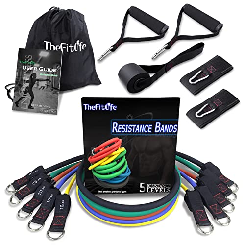 Resistance Bands with Handle Set - for Men and Women, Workout Bands for Strength Exercise, with Handles, Door Anchor & Ankle Straps, for Rehab, Yoga and Fitness
