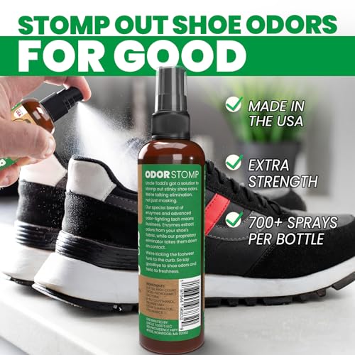 Uncle Todd's Shoe Deodorizer Spray - Proven & Powerful Enzyme Formula Spray for Shoe Odor Elimination in All Footwear (Mountain Fresh) - size: 4 Fl Oz (Pack of 1)
