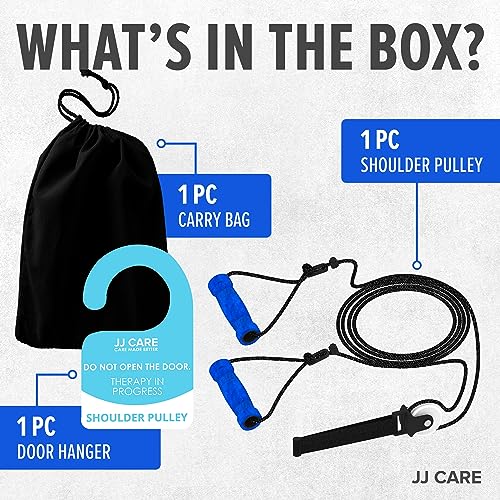 JJ CARE Over the Door Shoulder Pulley for Physical Therapy, 90 Inches Adjustable Exercise Pulleys for Shoulder Rehab – Rotator Cuff Exercise Equipment with Padded Handles, Door Hanger & Carry Bag