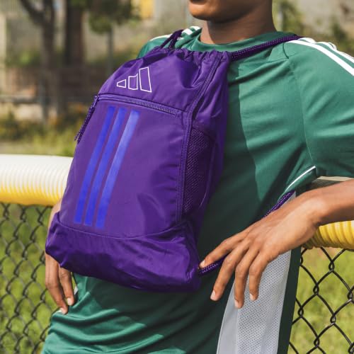 adidas Alliance Sackpack – Drawstring Backpack for Sports, Small Gym Bag - color: Pure Purple/White/3
