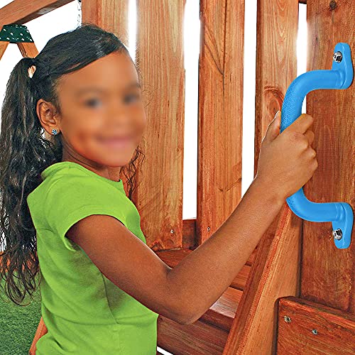 Dolibest 8-Pack Safety Handles for Swing Sets & Playsets - Monkey Bars with Anti-Skid Grip with Finger Indentations, Plastic Grab Handles, Easy Mounting for Climbing Frames, Playhouses, Treehouses - color: Blue-8pcs