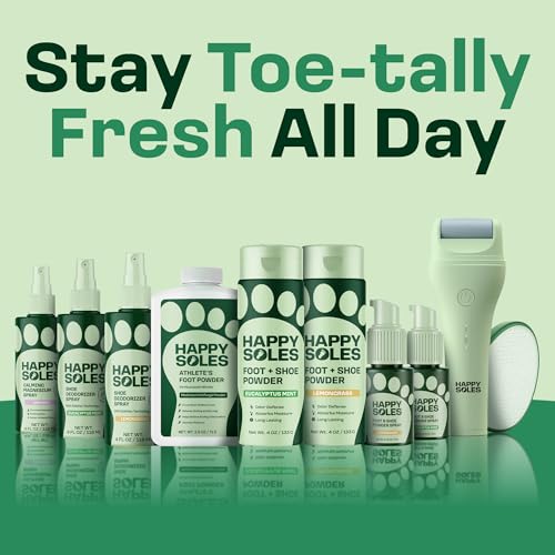 Foot & Shoe Deodorizer Powder Spray - Talc-Free, Vegan, Non-Aerosol Mess-Free Spray - Absorbs Sweat & Fights Odor with Bamboo & Tapioca - Long-Lasting Freshness & Comfort (Eucalyptus Mint)