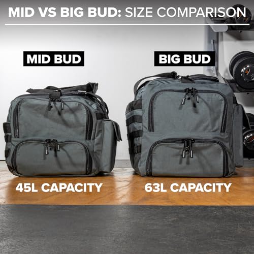 Serious Steel Fitness Gym Bag, 1000D Nylon Duffel Bag, Heavy Duty (Grey - Big Bud 2.0) - color: Grey, style: Duffel Bag (Big Bud)