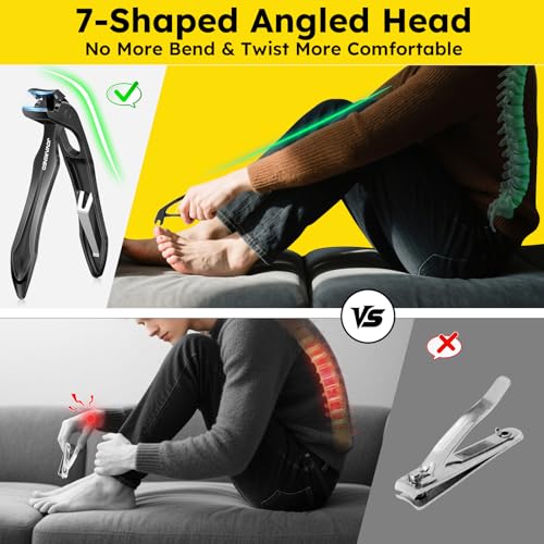 Nail Clippers for Seniors, Heavy Duty Ingrown Toenail Clippers with Long Handle，Angled Head Large Toe Nail Clippers and Slanted Nail Cutter for Thick Nail for Men Women Pregnant Elderly 6Pcs - size: Angled Head 6pcs