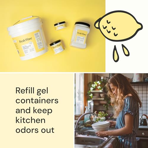 Fresh Wave Odor Eliminator Gel Bucket, 248 oz. Lemon Refill | EPA Safer Choice rated, No parabens or harsh chemicals, Refills up to 16 large gel jars, Pet-safe room deodorizer - size: 15.50 Pound (Pack of 1)