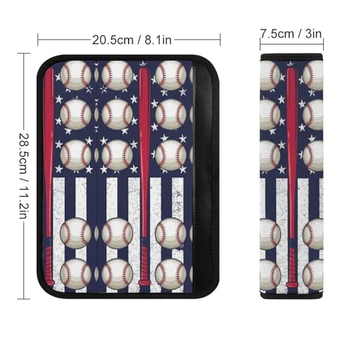 2 Pack Breathable Car Seat Straps Shoulder Pads for Adults and Children, All Vehicles, Baseball American Red Line Flag Harness Pads Strap, Pressure Relief - color: Pattern 461
