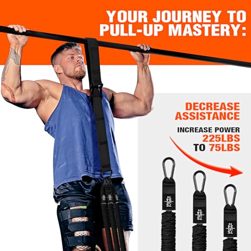 KUTIZE Pull Up Assistance Bands, Pull Up Bar Resistance Bands, Pull Up Bands for Enhanced Strength Training, Muscle Training, 3 Heavy-Duty Adjustable Pull Up Assist Strap & Comfortable Foot Strap - style: Black
