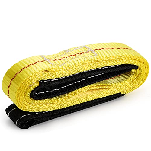 TOPZEA 4 Pack Lifting Sling Straps, 6'x 1" Durable Nylon Tow Straps Rigging Strap with 2 Wide Flat Eye Loops, Tree Saver Recovery Securing Strap Web Sling for Fitness, Wearing Guard, Moving Furniture