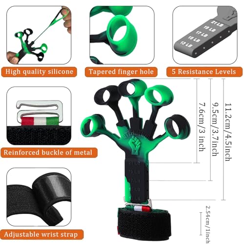 Grip Strength Trainer with Forearm Strengthener, Hand Grip Strengthener, Hand Extension Exerciser, Stress Relief Ball and Hand Grip Strengthener for Muscle Building and Injury Recover(5 PCS) - color: Black & red