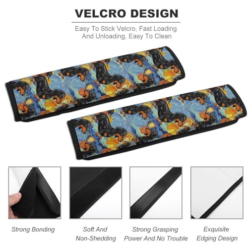 2PCS Dachshund Starry Night Seat Belt Shoulder Pad Soft Padded Harness Pads Strap for Adults and Children, All Vehicles, Anti-Slip Pad - color: Pattern 667