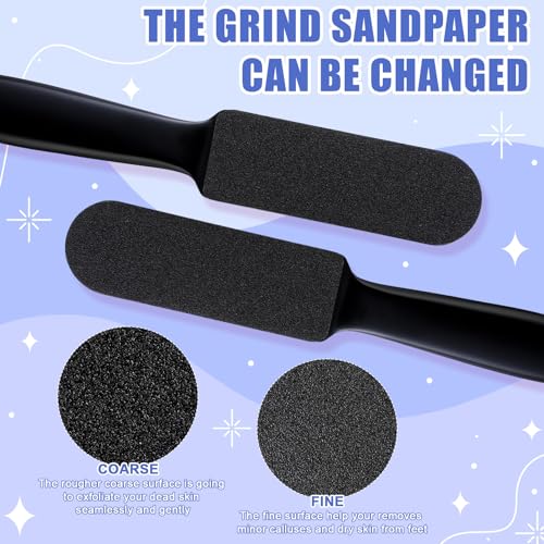 Mudder 2 Pack Stainless Steel Foot File with 20 Replaceable Double Sided Coarse & Fine Pads, Callus Remover for Dry Rough Skin and Cracked Heels, Reusable Pedicure Rasp(Black) - color: Black