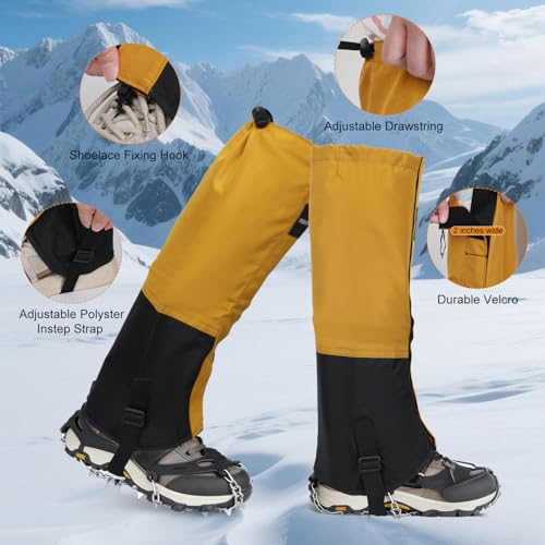 Waterproof Adjustable Hiking Gaiters for Men and Women, Snow Boots-Gaiters for Hiking in Hunting Sand Mud Mountain Climbing Snowshoeing - color: Ginger
