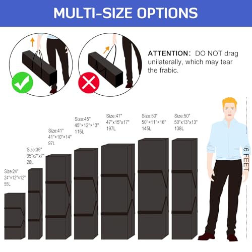 INFANZIA 45inch Sports Duffel Travel Bag, 115L Extra Large Duffel Luggage Bag with Upgrade Zipper, Water Resistant & Foldable Equipment Storage Bag for Camping Tent Tripod Fishing - size: 45x12x13 inch