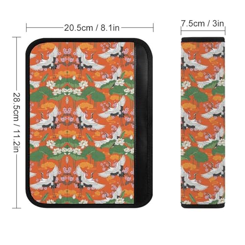 1 Pair Soft Padded Seat Belt Cover for Child, Most Cars, Japanese Crane Shoulder Harness Cover, Neck and Shoulder Support - color: Pattern 1208