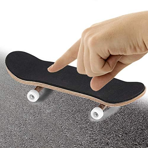 HURRISE Mini Finger Skateboard, Wooden Fingerboard with Ball Bearings, Light Brown, Sport Training Props, 1 Pack - color: White