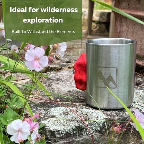 Rock Climbing Mug with Real Crimp Handle - 12oz Stainless Steel Pinch Hold Mug Climber Gift (Red) - color: Red