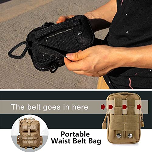 ofone Small Tactical Molle Pouch, Military Waist Pouch EDC with Smartphone Holster Holder Utility Gadget Belt Bag for Outdoor - color: Black