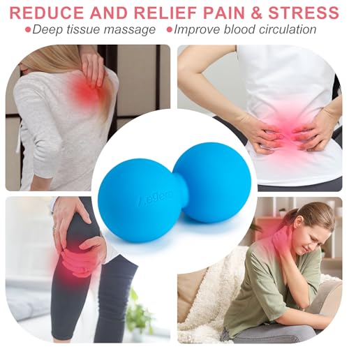 Aegero Peanut Massage Ball-Double Lacrosse Massage Ball, Mobility Ball for Myofascial Release,Yoga Therapy,Trigger Point Therapy,Muscle Knots and Acupoint Massage (Blue Firm Ball) - color: Blue