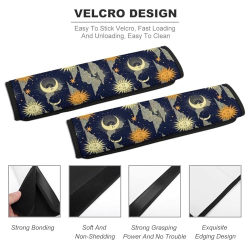 2 Piece Sun Moon Celestial Hippie Sun Moon Car Seat Belt Pad Breathable Seat Belt Cushion for Child, Stroller Pushchair High Chair, Easy Install (No Tool) - color: Pattern 678