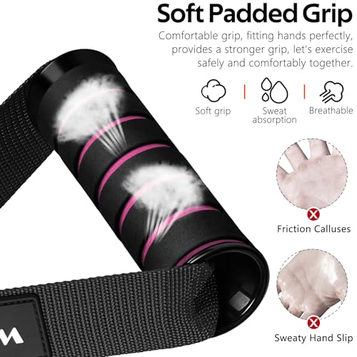 Exercise Handles, Cable Machine Handles for Gym Cable Attachments Training | 2 Pack Heavy Duty Handle with Non Slip Grip for Cable Machines, Pull Down Workouts, Resistance Bands and Home Gym Equipment - color: Black-Pink