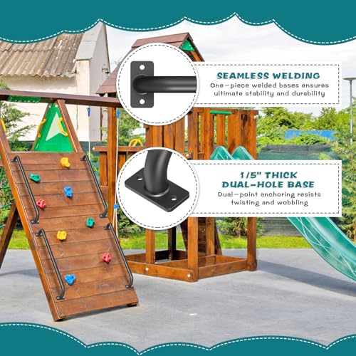 SELEWARE 42" Black Playground Ladder Handle Metal Playset Handles Grab Bars | 500LB 2Pcs Heavy Duty Steel Kids Playground Handles for Indoor/Outdoor Ladder Handrail Swing Set Treehouse Rock Climbing Wall - color: D: 42"-2 Pcs-black