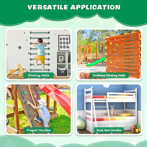 SELEWARE 30" Green Playground Ladder Handle Metal Playset Handles Grab Bars | 500LB 2Pcs Heavy Duty Steel Kids Playground Handles for Indoor/Outdoor Ladder Handrail Swing Set Treehouse Rock Climbing Wall - color: D: 30"-2 Pcs-green